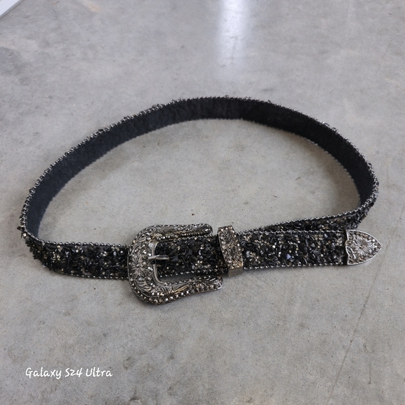 Embellished Black Belt with Gorgouge Bling From Buckle - Picture 1 of 5
